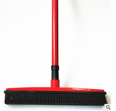 Verstelbare Rubber Bezem Haar Stof Schraper Huisdier Borstel Tapijt Cleaner Sweeper Wassen Mop Floor Telescopische Vegen Glazenwasser: Rood