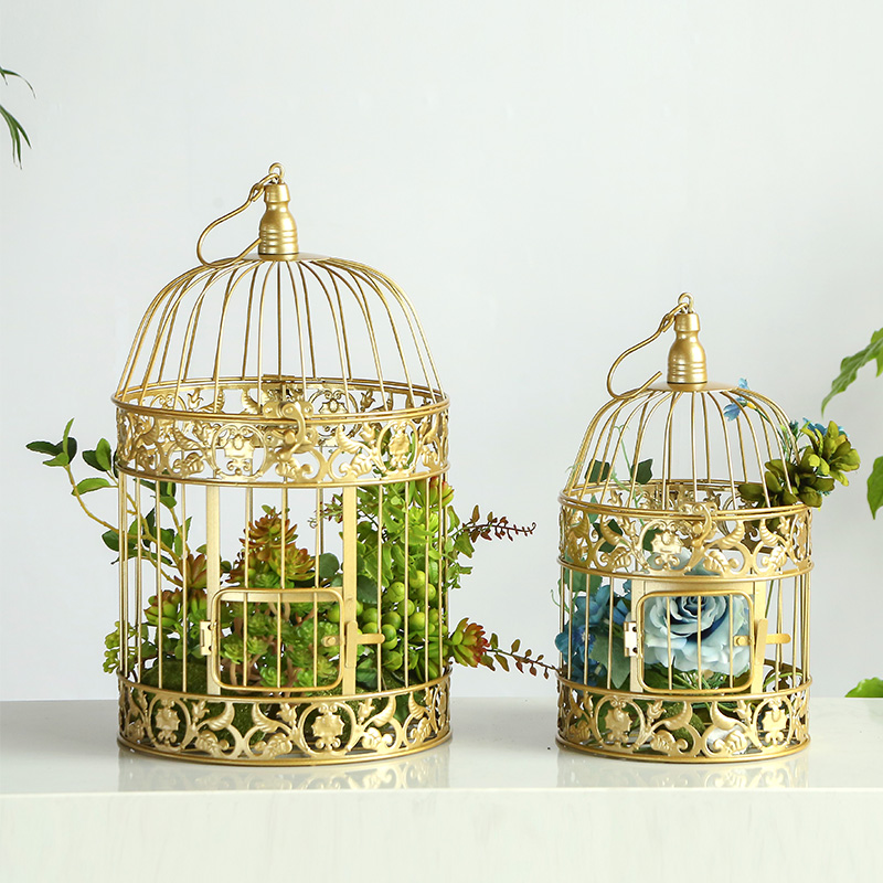 Gold VogelkäFeige Ornamente Eisen Kunst Hotel Wohnzimmer Metall VogelkäFeige europäische Hochzeit Fenster Requisiten
