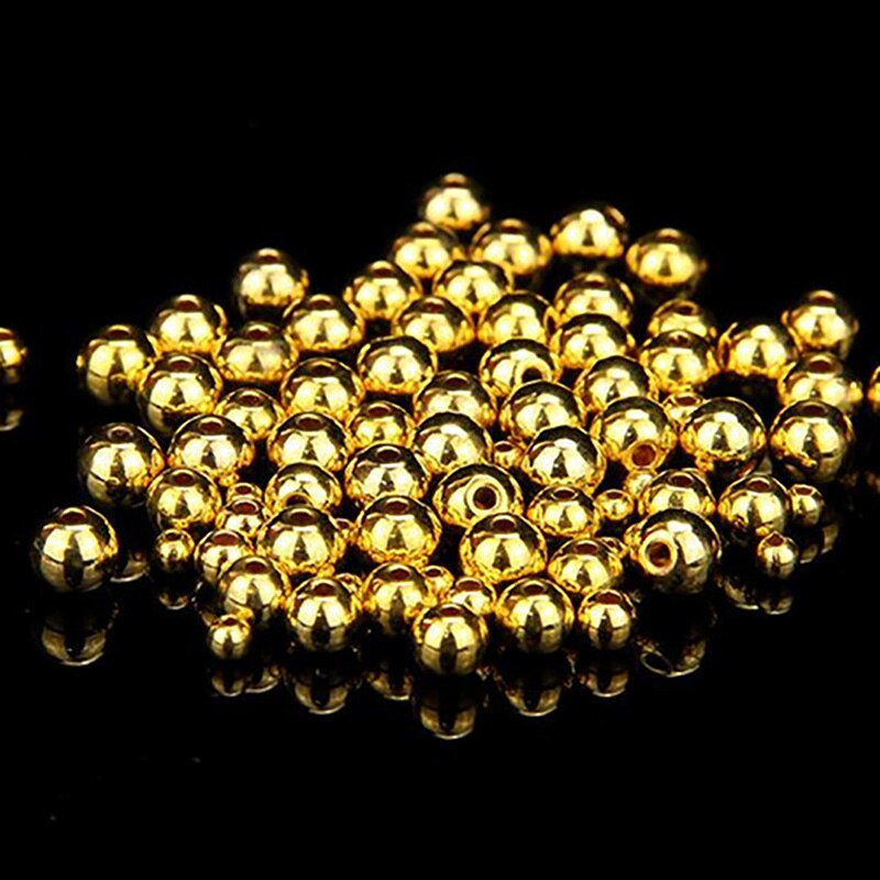 200 stk gør-det-selv smykker løse perler guld runde perler kobberbelægningspakke guldperler