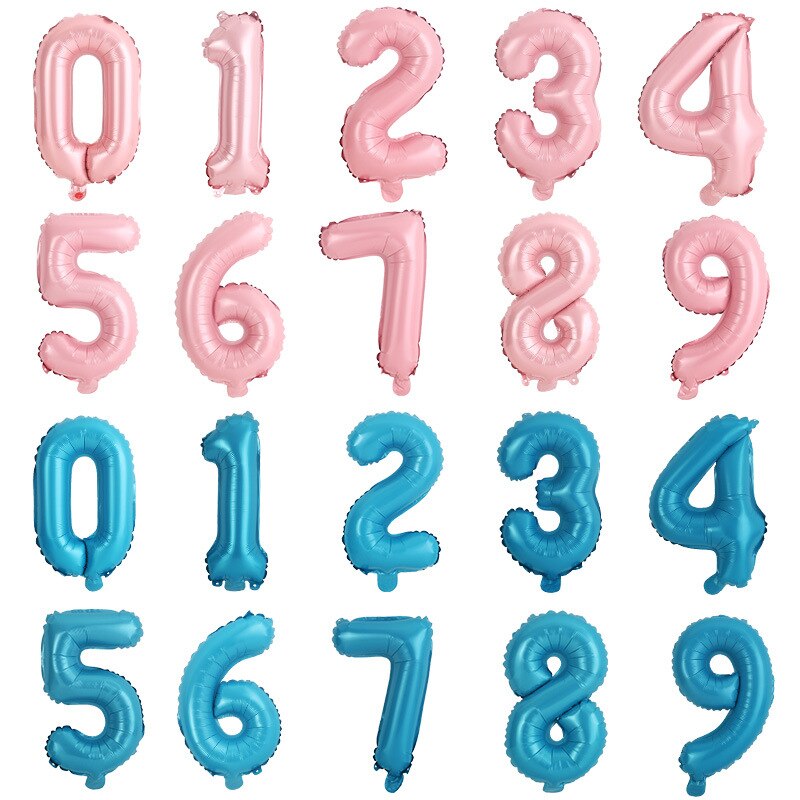 16 Inch Macaron Blue Pink Foil Number Balloons 0 1 2 3 4 5 6 7 8 9 Birthday Party Baby Shower Wedding Decoration Festival Ballon: Pink / 8