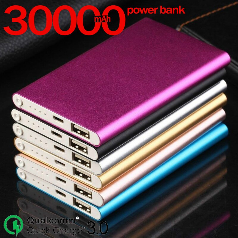 Cargador portátil ultrafino de la energía móvil 30000mAh USB batería móvil Smartphone cargador de energía móvil externo