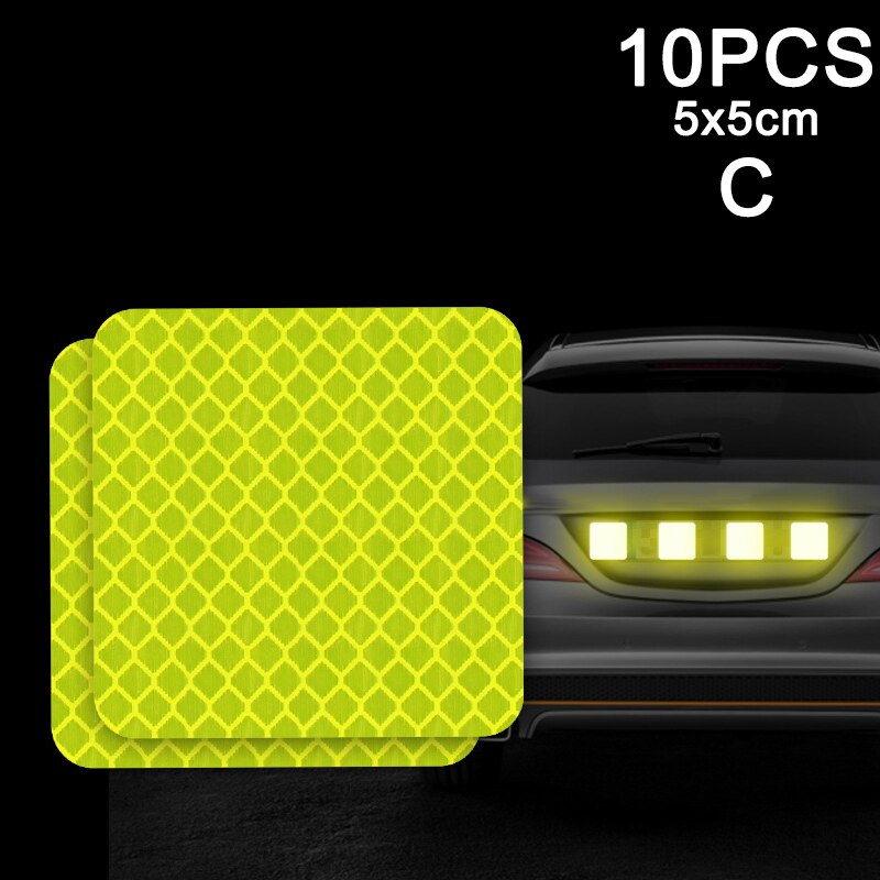 10 Stuks Auto Deur Sticker Decal Waarschuwing Tape Reflecterende Sticker Reflecterende Strip C44