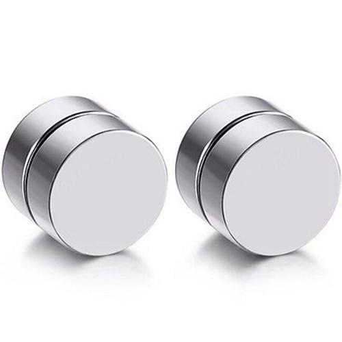 Men Round Stainless Steel Magnetic Clip On No Piercing Ear Stud Earrings jewelry charm earrings