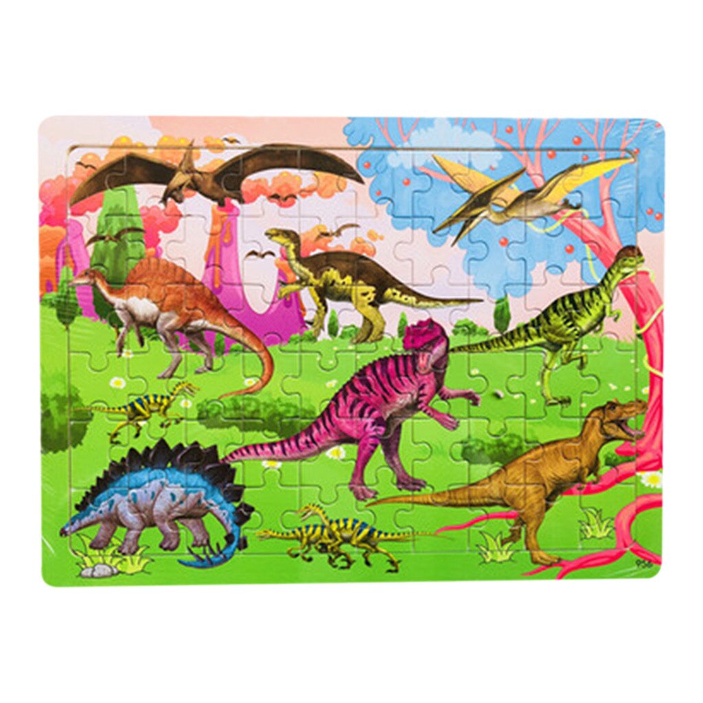 60 Piece Colorful Cartoon Puzzle Children Educational Toys Wooden Baby Kids Training Toy 5.15: F