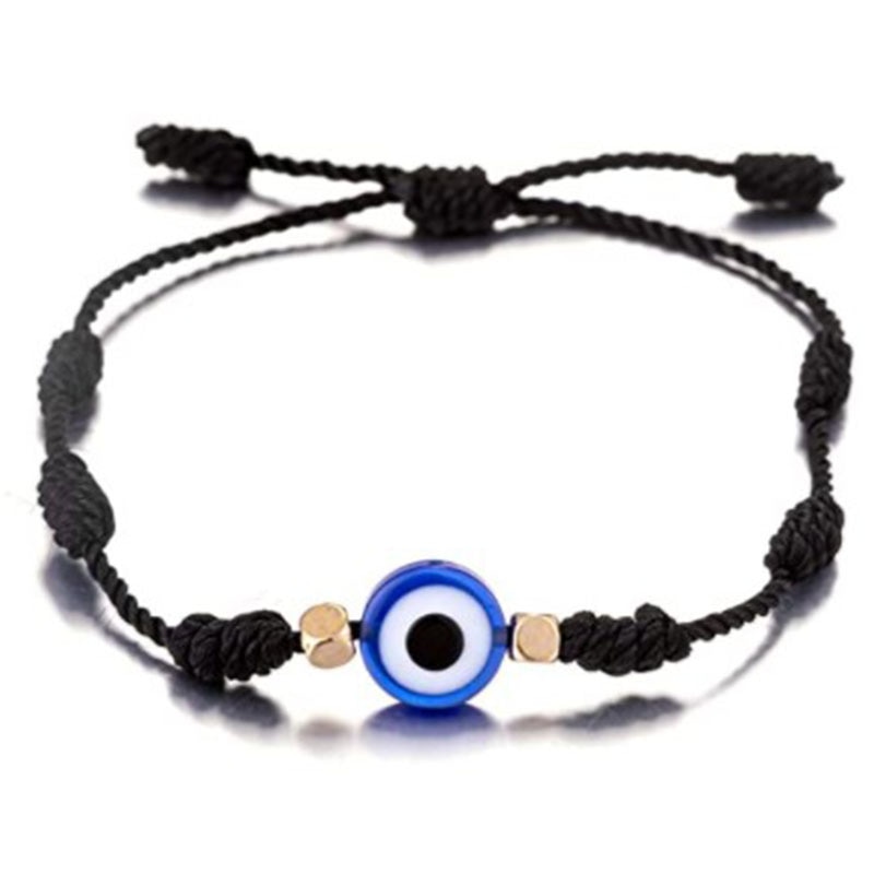 Pulseras de cuerda de 7 nudos hechas a mano, pulseras de cuerda roja con abalorios de mal de ojo, pulsera de Amistad tejida ajustable apilable: 22