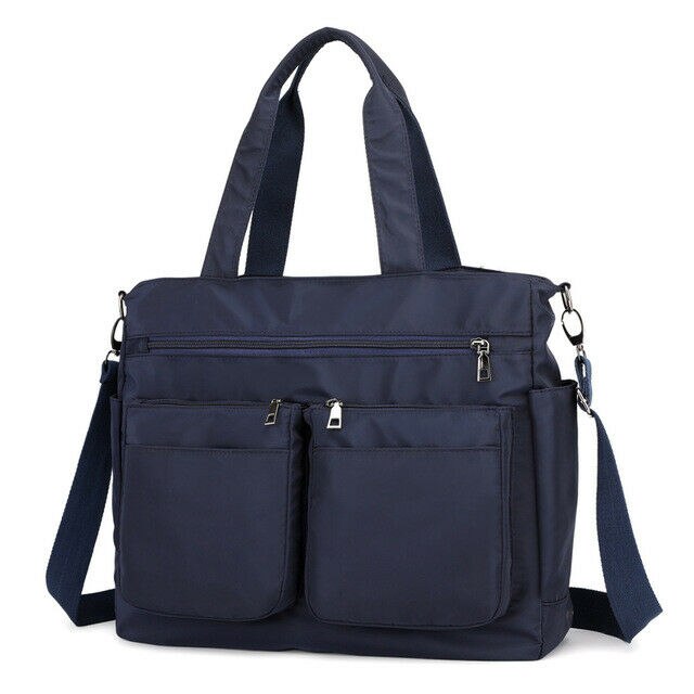 Vrouwen Grote Capaciteit Nylon Handtassen Waterdichte Winkelen Schoudertas Multi-Pocket Solid Casual Tassen: Dark Blue