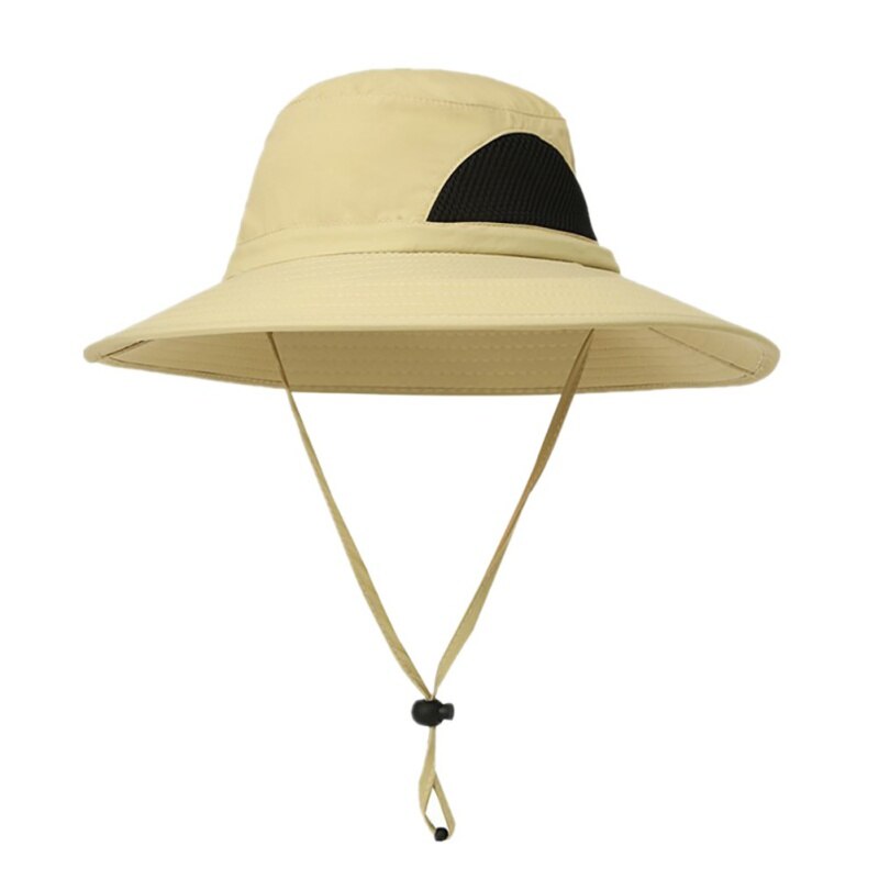 Fisherman Bucket Cap Nylon Wide Brim Sunshade Anti UV Waterproof Folding Outdoor Hat Head Wear With Adjustable Chin Strap: K