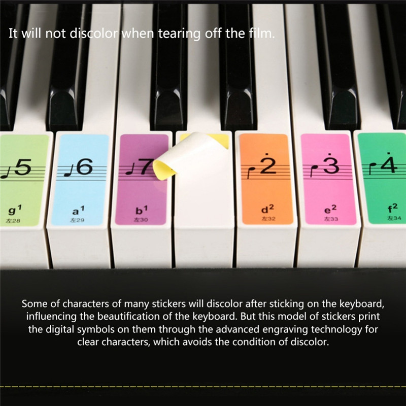 51/61/88 nøgler klaver klistermærke farverig musik mærkat etiket note klistermærke elektronisk tastatur 88 nøgle klaver klistermærker