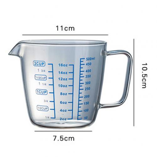 Vaso medidor de vidrio resistente al calor, 250ml/500ml, báscula de leche y agua, herramienta de microondas, utensilios de cocina, taza medidora de café y leche: 500ml