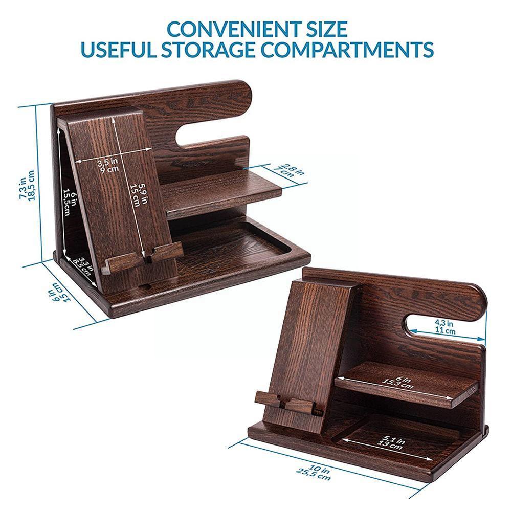 Wood Phone Stand Charging Dock Station Mobile Phone Desk Holder Wooden Watch Organizer Rack Gadgets for Apple watch For iph Z2I4