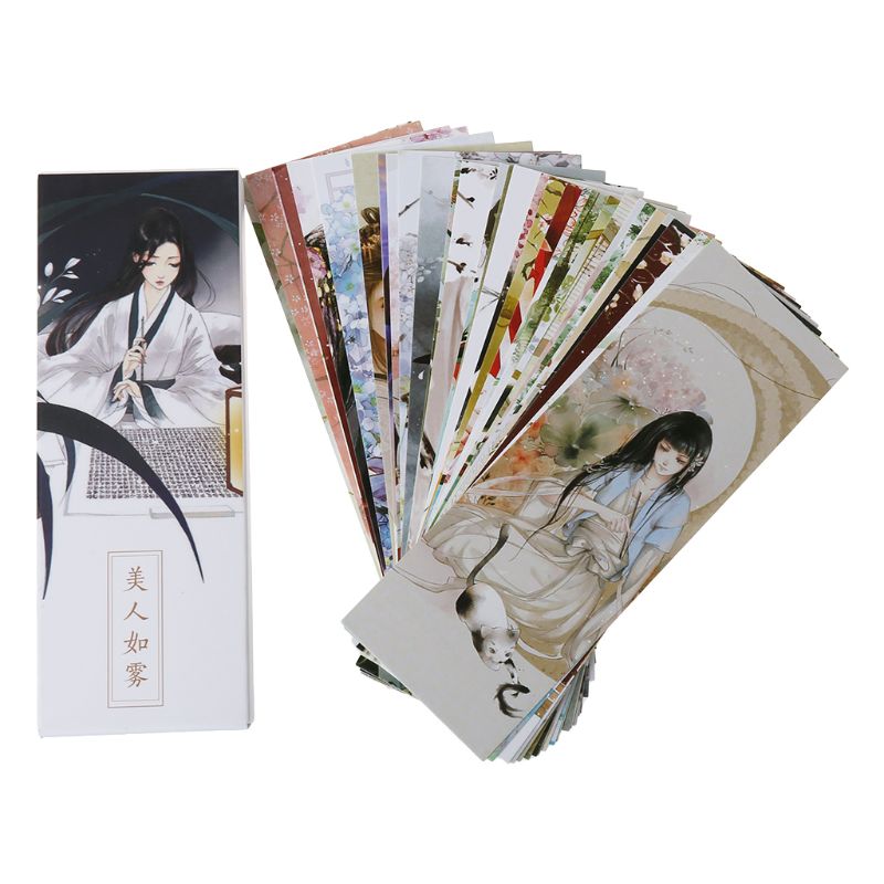 30pcs Beautiful Girl Bookmarks Paper Page Notes Label Message Card Book Marker School Supplies Stationery X3UE