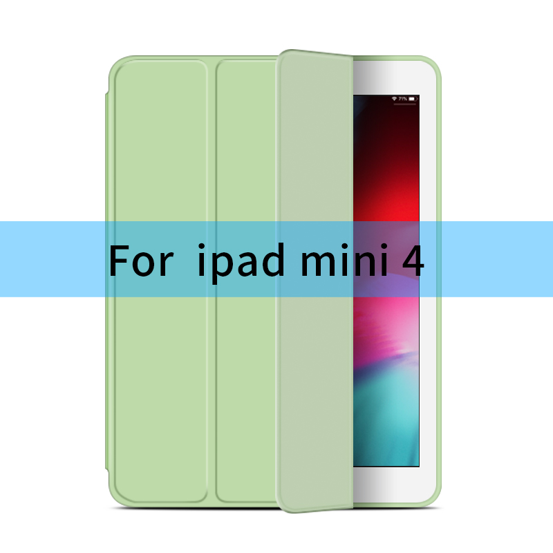 For iPad Air 2 Air 1 Case 9.7 Funda Silicone Soft Back 10.5 Pu Leather Smart Case for iPad mini 1 2 3 4 5 generation Case: mini 4-Light green