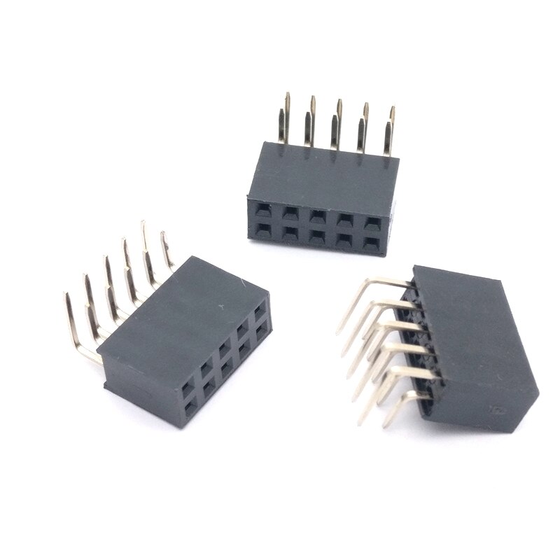 100pcs 2.54mm 2X5 Pin Right Angle double Row Female Pin Header Connector