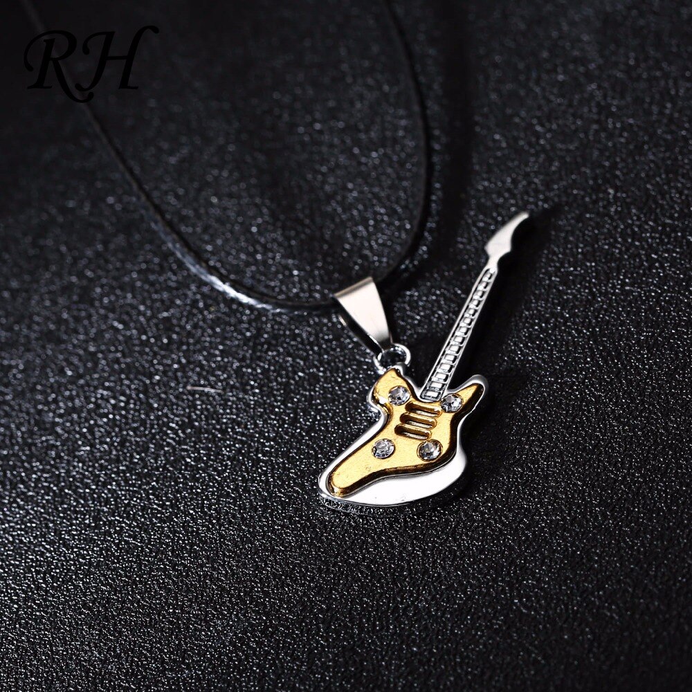 Edelstahl Gitarre Halsketten punk rock Halskette Anhänger Ketten Zubehör Musik Schmuck instrumente Choker