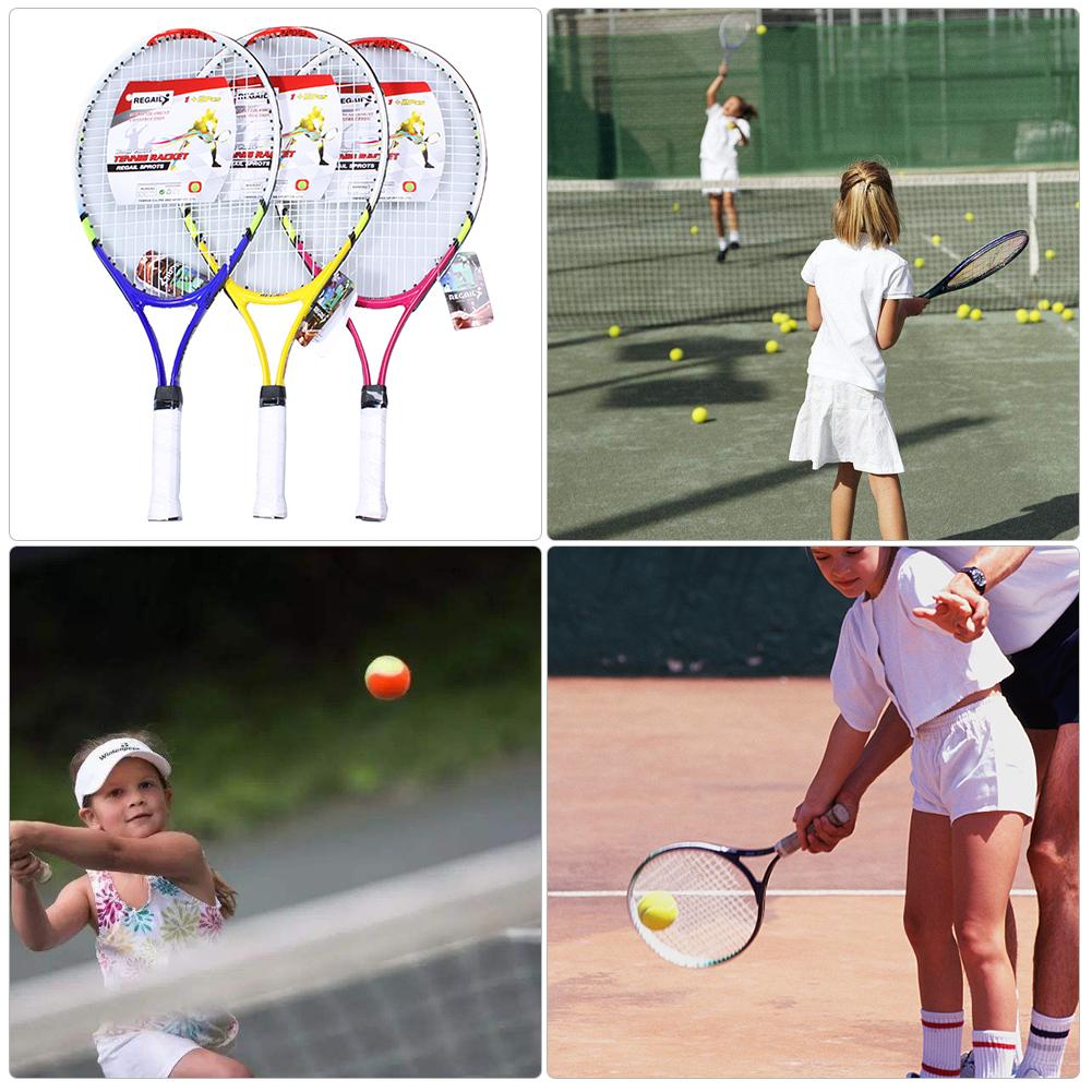 Tennisracket Aluminium Tennisracket Voor Kinderen Tieners Training Duurzaam Lichtgewicht Rood Geel Blauw Met Racket Tas