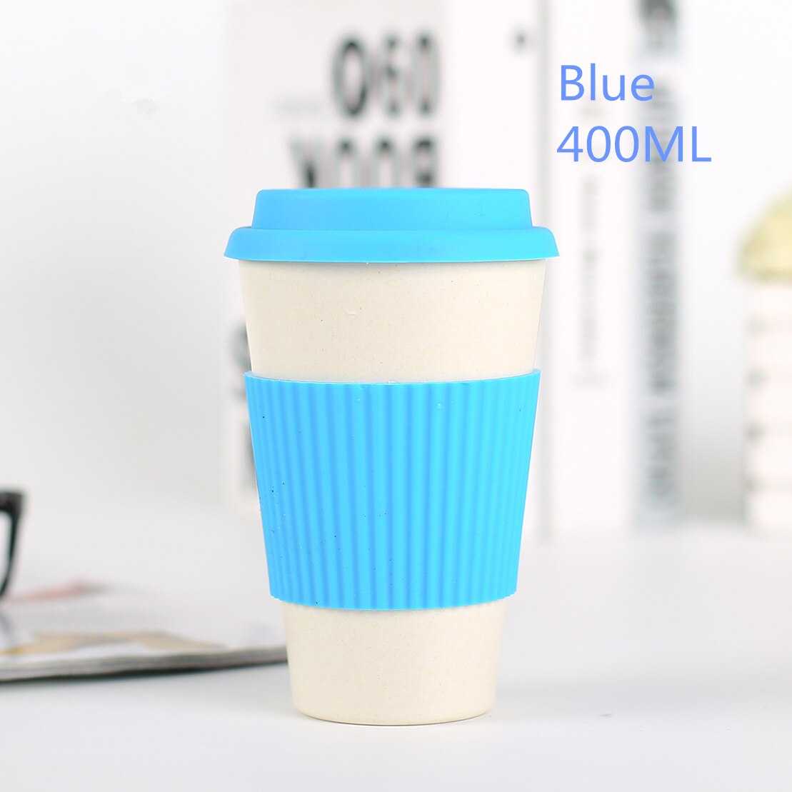 400ml Umweltfreundliche Bambus Faser Kaffee Becher Milch Becher Mit Deckel Tragbare Bahre Becher Tee Tassen Milch Tasse Für Büro hause Drinkwares: Blau
