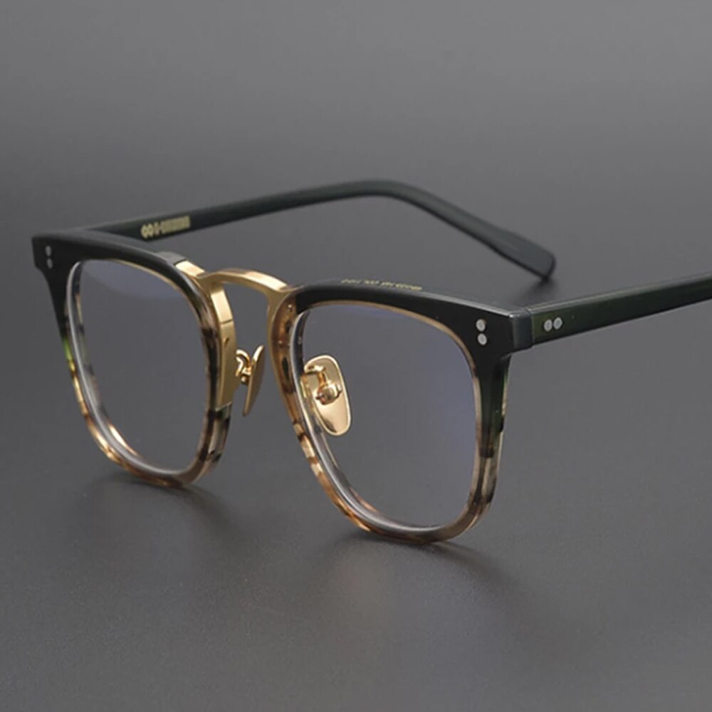 80106 handgjorda acetat glasögon båge retro ren titan optiska datorglasögon för män kvinnor