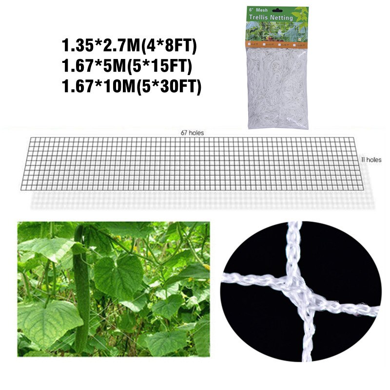 Enrejado de plantas de poliéster resistente, soporte para plantas, vid, escalada, jardín hidropónico, accesorios de red, multiuso