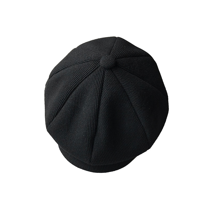 Black Newsboy Hat Top Grade Man Newsboy Caps Octagonal Tweed Warm Winter Berets Hat Male Female Gatsby Flat Caps BLM08