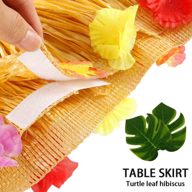 109pcs Summer Tropical Hawaiian Party Table Skirt Artificial Palm Leaves Flower Jungle Beach Theme Hawaii Party Decoration
