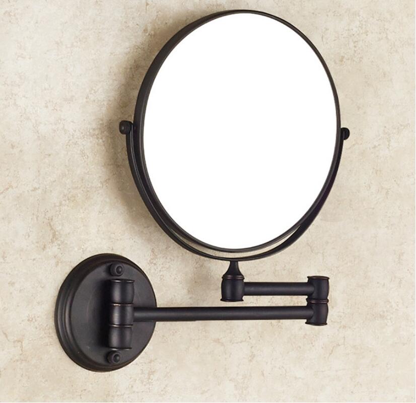 Badeværelse spejl vægmonteret 8 tommer messing 3x/1x forstørrelses spejl folde rose guld / guld makeup spejl kosmetisk spejl dame: Sort oliebørstet 1
