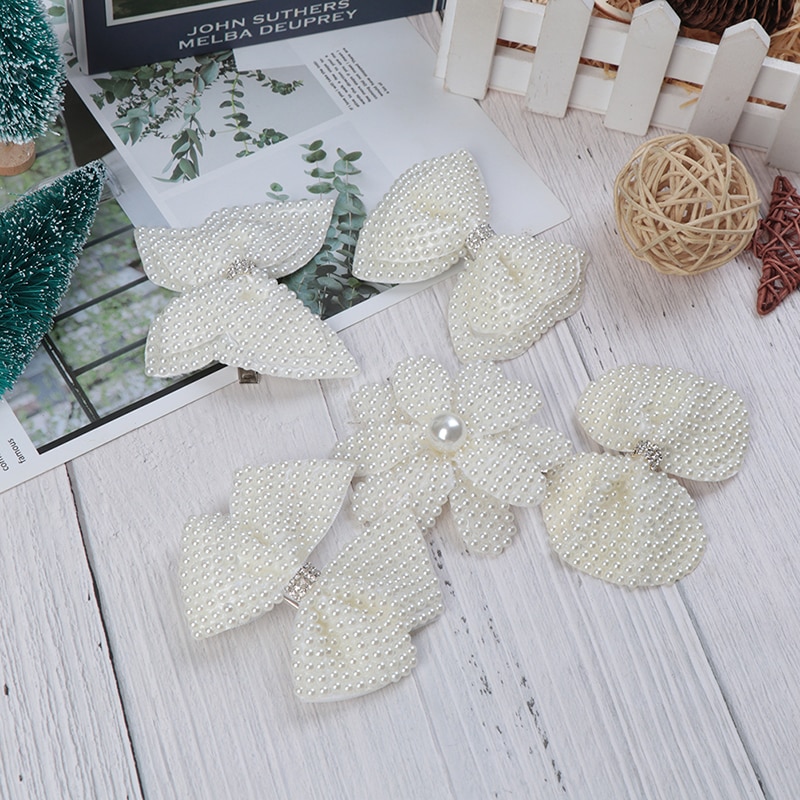 1PC White Pearl Hair Bows With Hair Clips For Girls Hairpins Hair Accessories