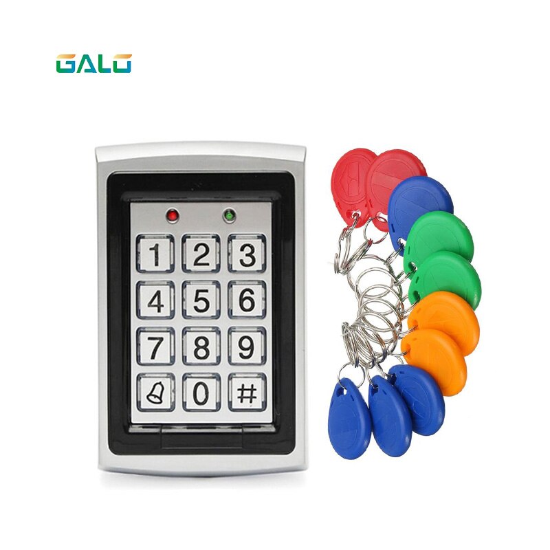 Standalone Access Controller with 10pcs EM keychains RFID Access Control Keypad digital panel Card Reader For Door Lock System: kit 2