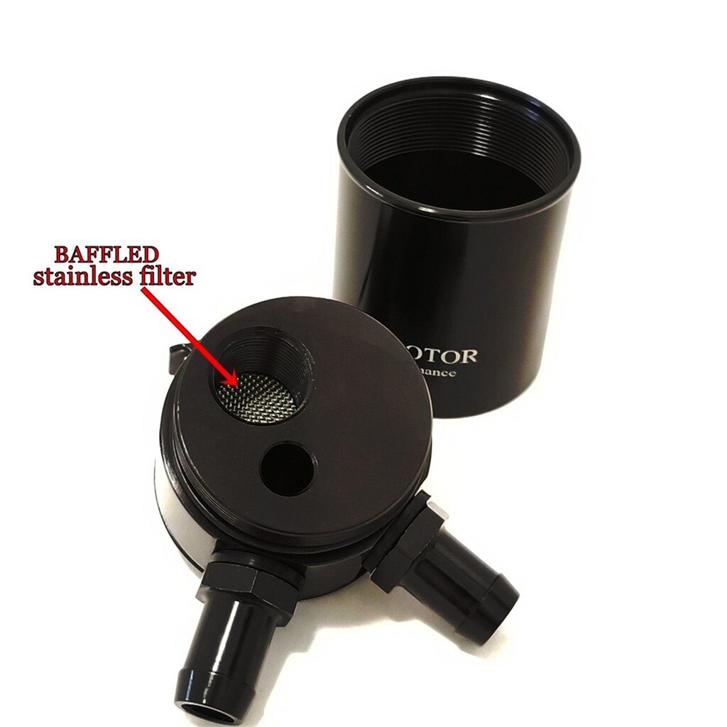 Universal 3-Port Compact Baffled Oil Catch Can Tank Air-Oil Separator Kit Black 2 holes 3 holes 2 fluid ounces Multipurpose