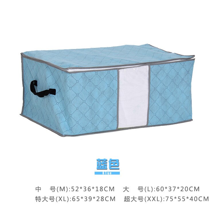 non-woven Draagbare Kleding Opbergtas Organizer Folding Closet Organizer Voor Kussen Dekbed Deken Beddengoed: blue / M