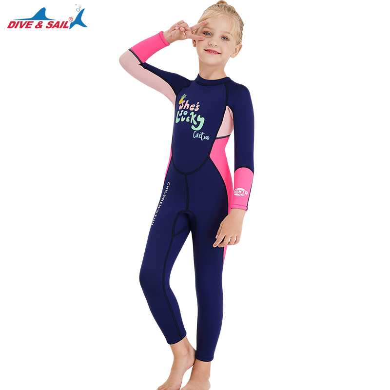 Kids Scuba Wetsuit For Girls Children 2.5mm Neoprene Diving Suit Swimsuit Kids Surfing Jellyfish Swimwear Wet Suits: pink / XL(6)