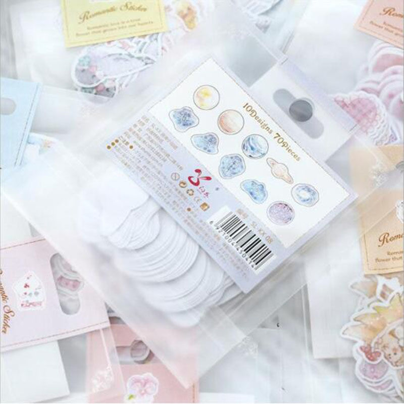Special Price! 65-70 Pieces / More Romantic Mini Paper Sticker Bag Diy Diary Planner Decorative Map Scrapbook Kawaii Stationery