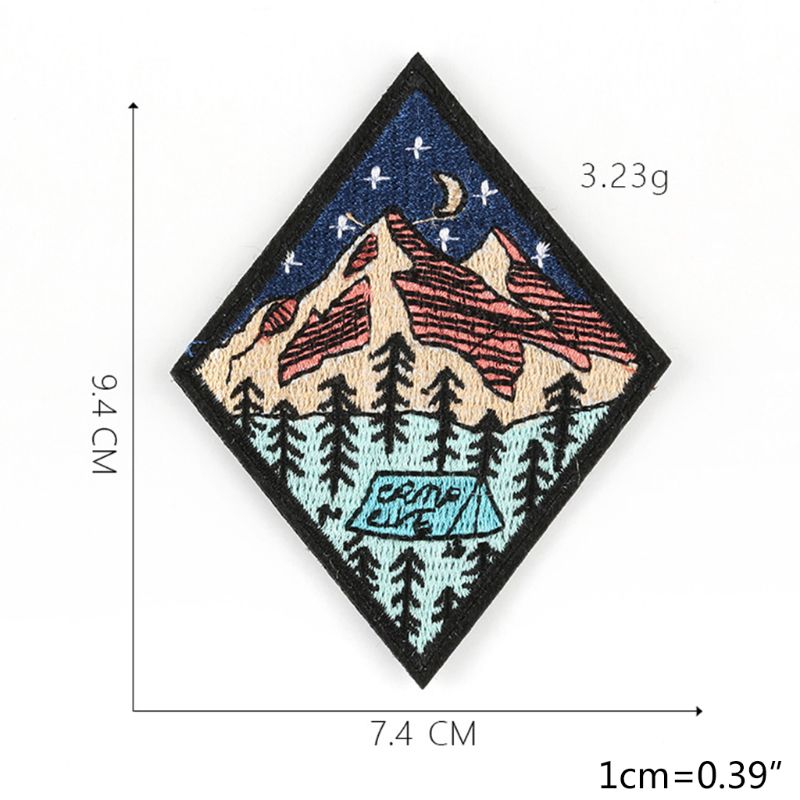 9 stk geometrisk badge patch bjergplanet broderet jern på/syning applikation  a2ua