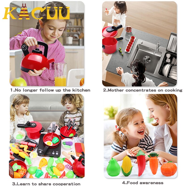 10-44Pieces Children Kitchen Toy Set Cookware Pot Pan Kids Pretend Cook Play Toy Simulation Kitchen Utensils Toys Children