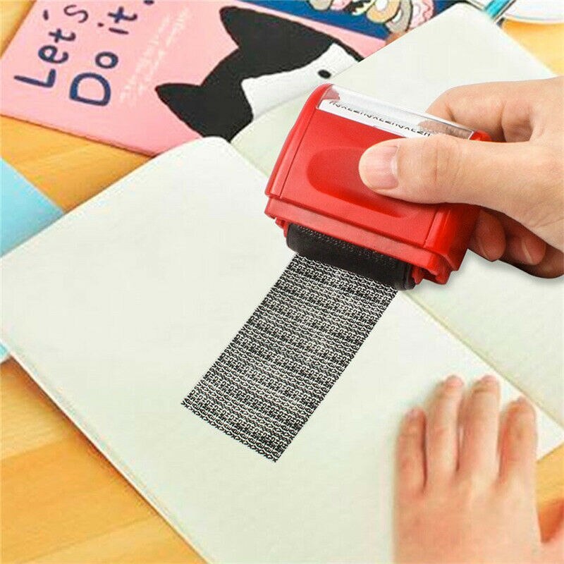 Roller Self Inking Stock Stamp Seal Theft Code Guard Your ID Confidentiality Confidential Seal Office File Stamp Tool