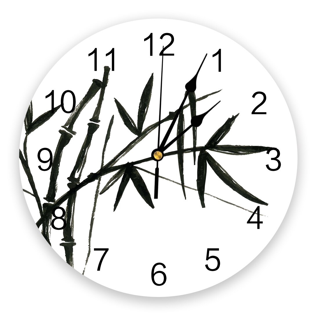 Horloge murale en pvc effet encre, motif plante et fleur, horloge numérique, décoration d'intérieur, décoration de salon moderne: Léo 02363 ckaz 1