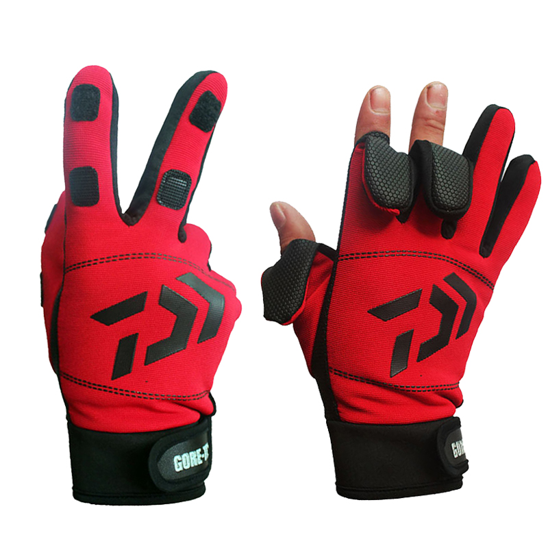 Daiwa 3 Vingers Cut Outdoor Sport Wandelen Handschoenen Winter Warm Vissen Handschoenen Katoen Waterdicht Anti-Slip Duurzaam Vissen Handschoen