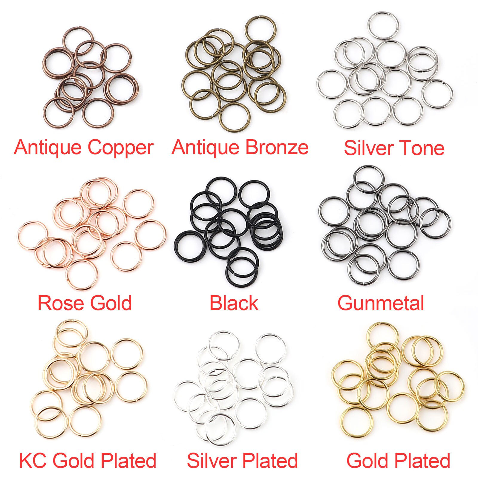 Anillos de salto abiertos de aleación de hierro multicolor de varios tamaños, anillos circulares para hacer joyas DIY, 3-12mm, , 200 unids/set