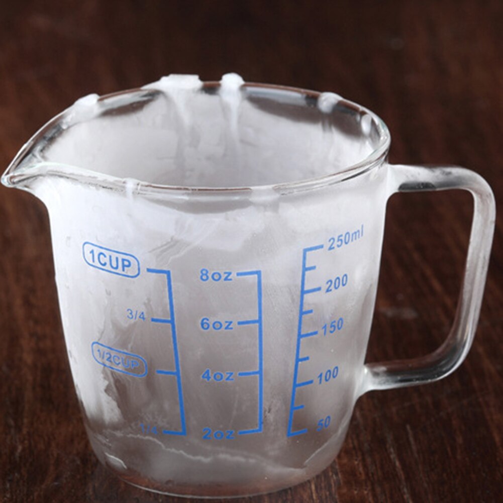 Vaso medidor de vidrio resistente al calor, 250ml/500ml, báscula de leche y agua, herramienta de microondas, utensilios de cocina, taza medidora de café y leche