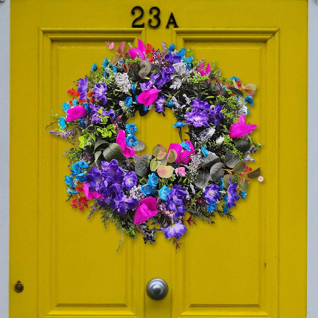 18Inch Kunstmatige Tulp Krans Voordeur Krans Cottage Krans Voor Decoratie Bruiloft Festival Viering Valentijnsdag Party