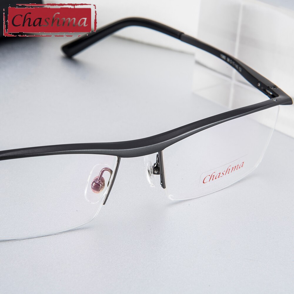 Chashma Men Glasses Alloy Frame Semi Rim Eye Glasses Frames Prescription Glasses Frame