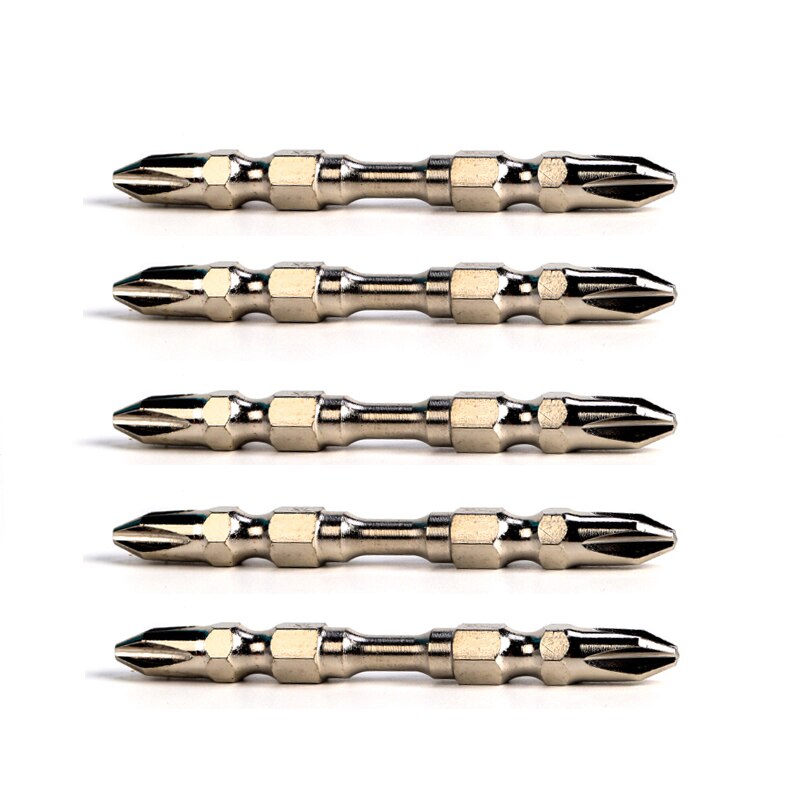 3/5/10Pcs Of 65mm PH2 Phillips Screwdriver Hand Tool S2 Material With Magnetic Double-head Drill Bit Anti Slip Electric Hexagon: 5PC 65mm