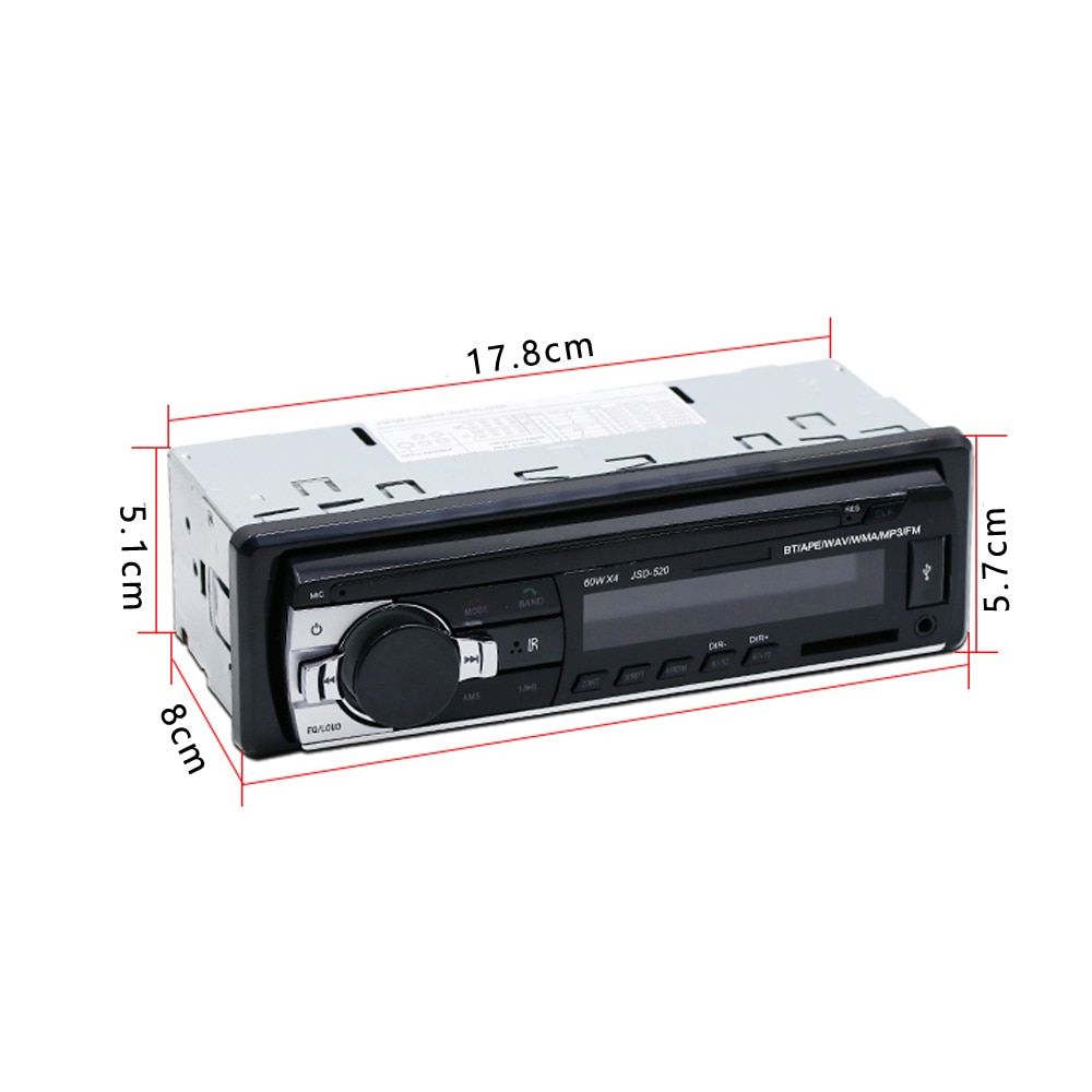 Podofo JSD-520 rádio do carro no traço 1 din gravador de fita mp3 player fm áudio estéreo usb/sd entrada aux porto iso bluetooth autoradio