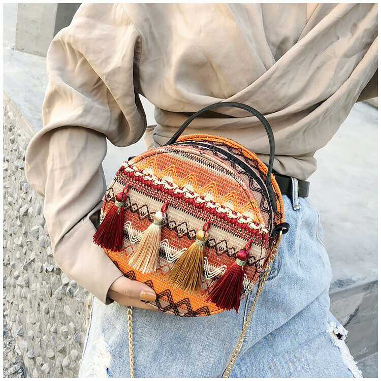 Frauen Leder Fringe Hobo Tasche Boho Handtasche Brieftasche Schulter Handtasche Quaste Tasche