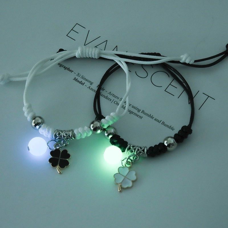 2 sztuk/zestaw luminous para bransoletka cute cartoon charm biżuteria regulowane elastyczne liny bransoletka panie i męskie prezenty dla zakochanych