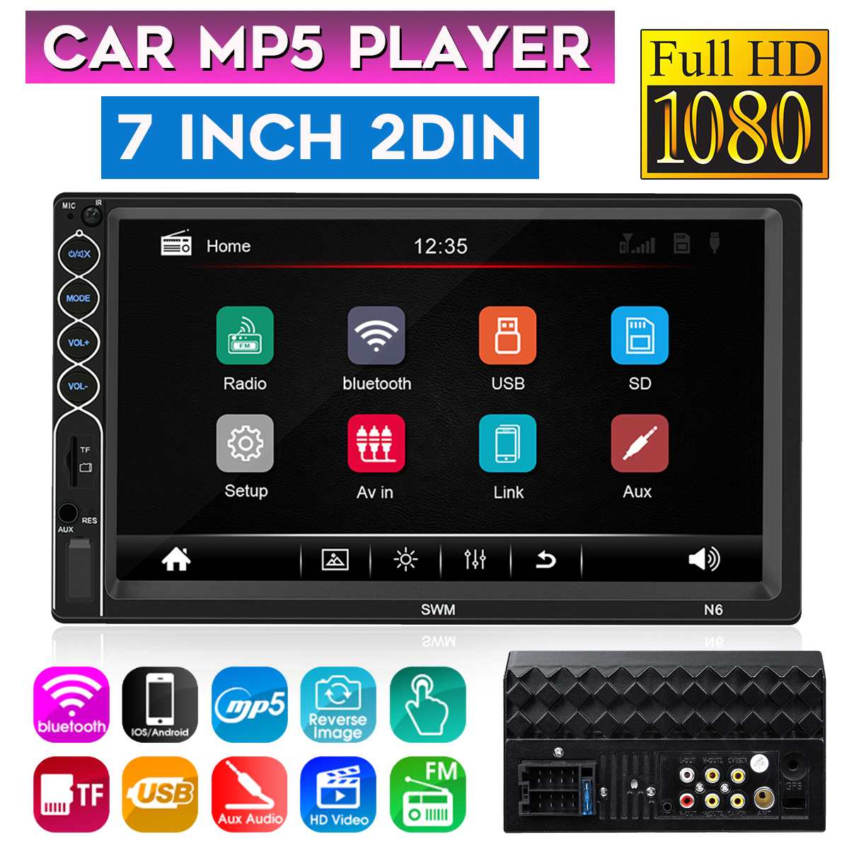 7 HD 2 din Automobile Car Multimedia Player MP5 Player Car Radio Autoradio Touch Screen MP5 USB FM bluetooth