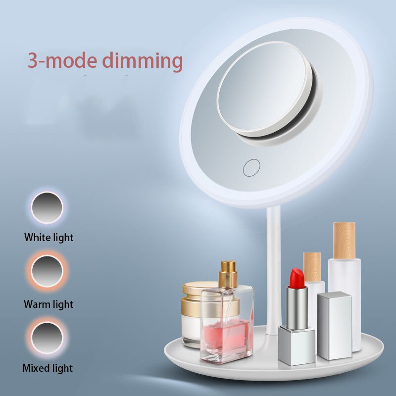 LED cosmetic mirror desk with lamp dormitory dressing mirror easy to fill with light makeup mirror