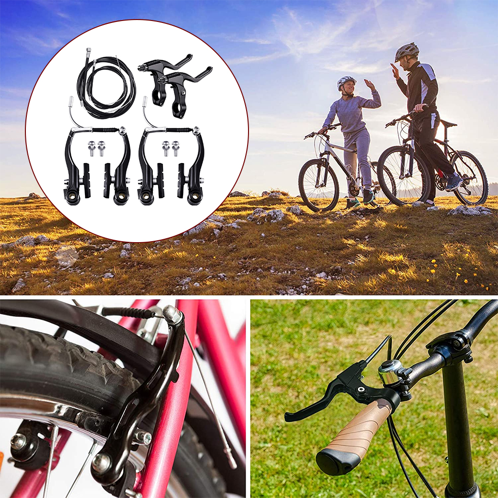 Fahrrad V-Bremse einstellen MTB Bremssattel einstellen AL Berg BMX Fahrrad Kreuzer linear ziehen mit BremsbeläGen und Hebeln Schwarz