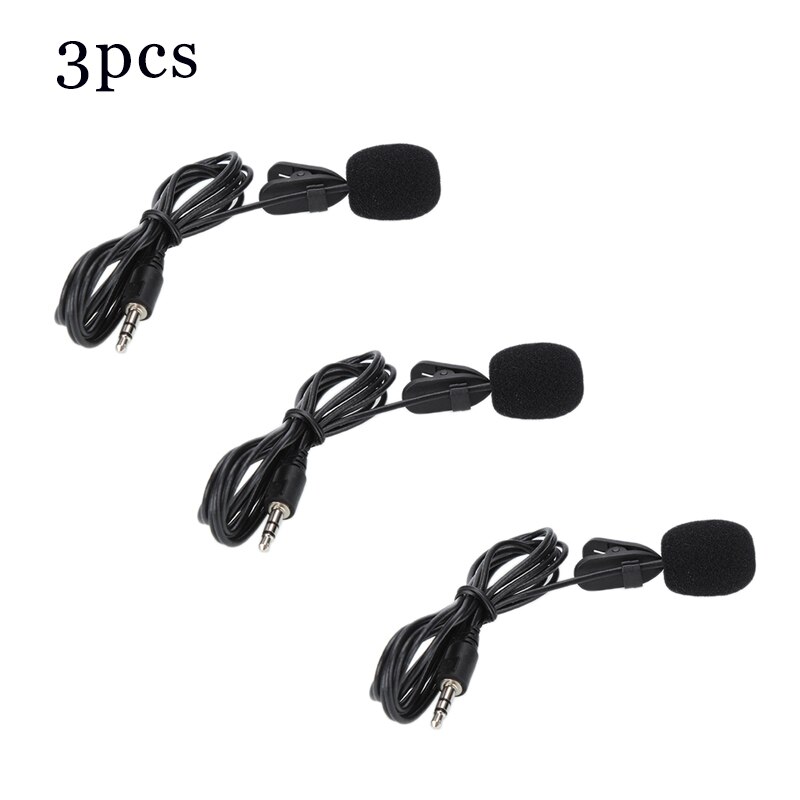 External Clip-on Lapel Lavalier Microphone 3.5mm Jack For SmartPhone Recording PC Omnidirectional Condenser Mic Phone 1.5m Micro: 3pcs