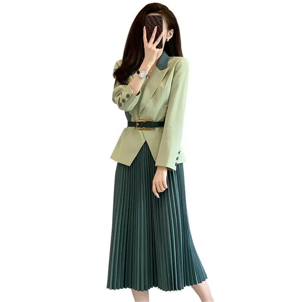 Office Ladies 2022 Spring Autumn Suit Jacket Skirt 2pcs Women'S Wear Korean Blazers Coat Dress Set