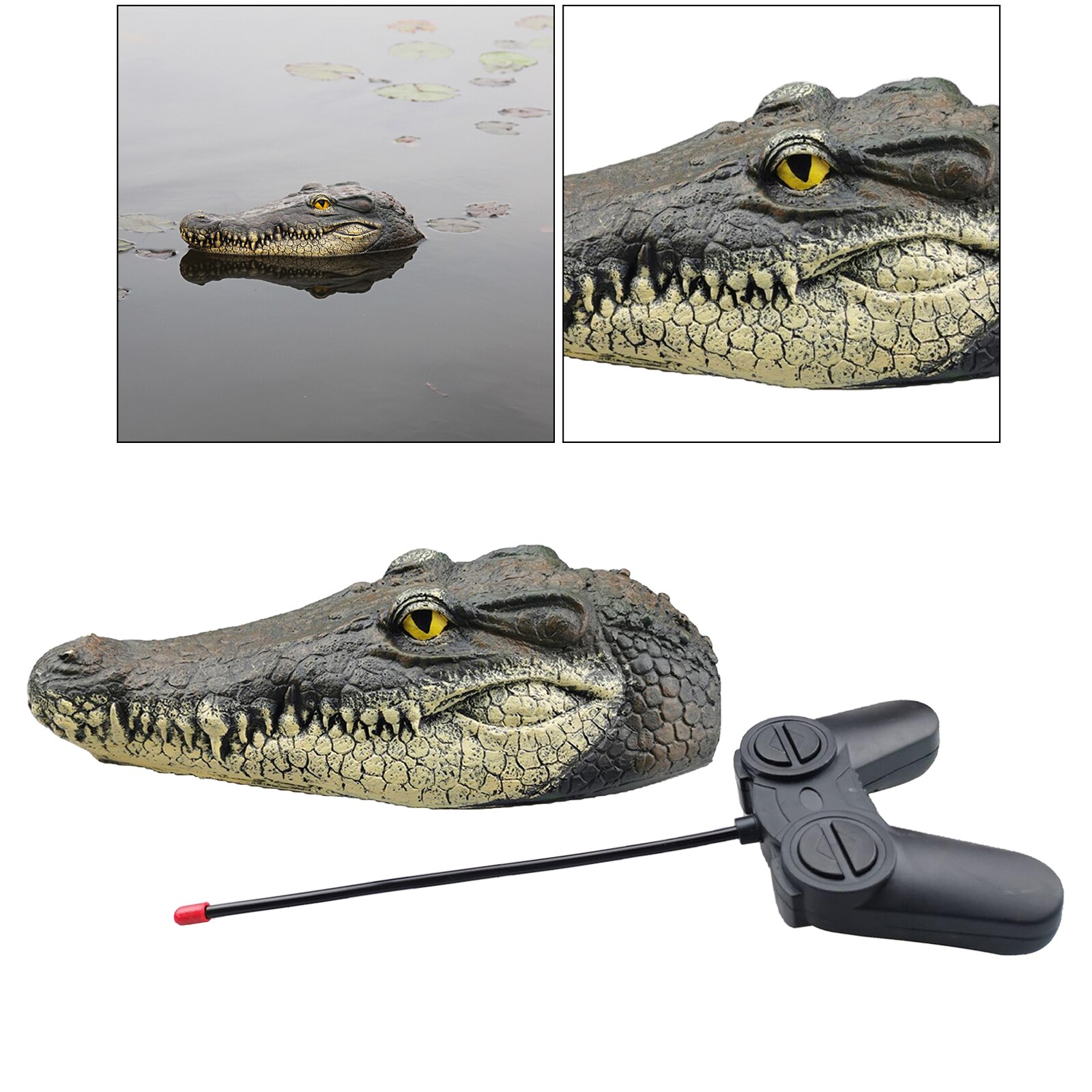RC Remote Control Simulation Crocodile Head Park Decor Water The Boat Prank